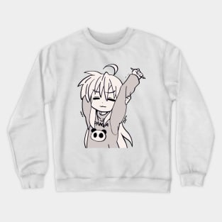 I draw monochrome panda sweater tired izumi konata stretching / lucky star Crewneck Sweatshirt